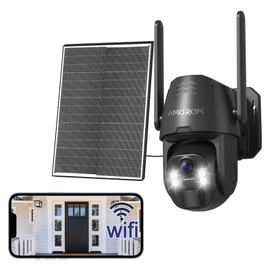 Solar Wireless Security Camera Outdoor 2K 360° Panoramic View, Color Night Vision, AI Motion Detection with Siren Alarm, IP65 Weatherproof, 2.4GHz WiFi & Smart App Control for Home, Apartment, Office