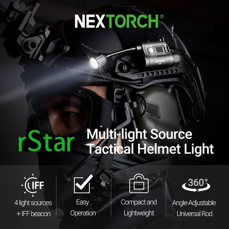 NEXTORCH rStar Multi-light Source Helmet Light Helmet Lamp (White/Red/Green/IR)