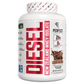 PERFECT SPORTS Diesel 100% New Zealand Whey Protein Isolate | Stevia Sweetened, No Artificial Ingredients, Keto | 0g Carb, 0g Fat, 26g Protein | 5 Pounds (Milk Chocolate)