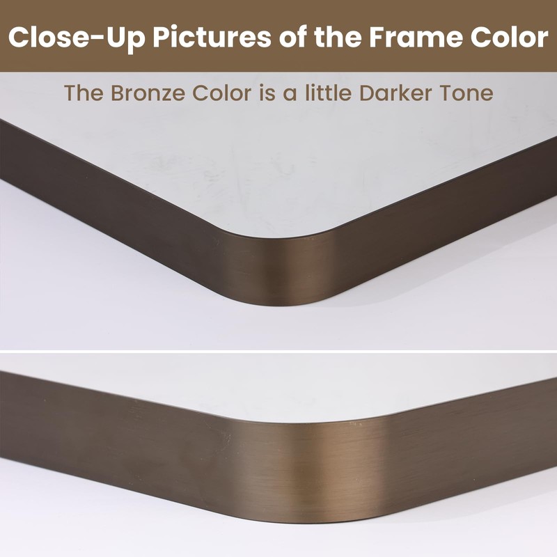 LOAAO 24”X32” Bronze Bathroom Mirrors for Vanity, Rounded Rectangle Brushed