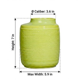 Wancetang Green Ceramic Vase, 7 Inch, Slanted Mouth