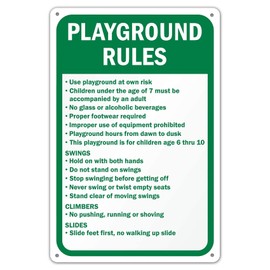 Cooltin Playground Rules Safety Sign Tin Signs Caution Warning Sign Outdoor 8x12