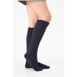 YAMEE Women's Winter Knitted Stockings, Knee Long Socks, Leg Warmers for Women, 1 Pair, darkblue
