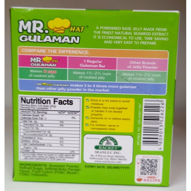 Mr. Hat Gulaman Flavored Jelly Powder 1 Box of Buko
