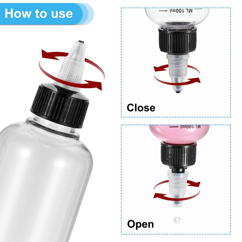 PATIKIL 8oz(240ml) Plastic Dispensing Bottle, 6Pcs Squeeze Empty Bottles with
