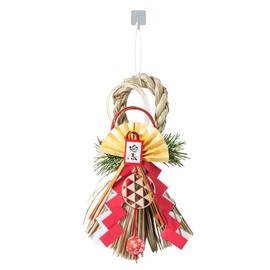 &NE NMH-367-CH Iida Mizuhiki New Year Ornament, Shimenawa, Long, Halle and Kee, Width 6.3 x Depth 2.2 x Height 11.0 inches (16 x 5.5 x 28 cm), Made in Japan, Shimmering Ornament, Wreath, Lucky Charm,