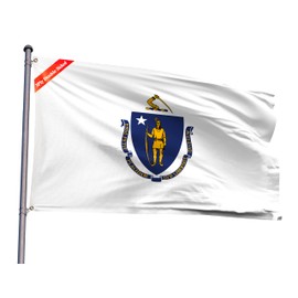 Double Sided Massachusetts State Flag 2x3FT MA Flag Polyester Vivid Color With 2 Brass Grommets For Massachusetts Themed Festival Events Party Decoration Indoor Outdoor(MA, 2x3ft-3ply)
