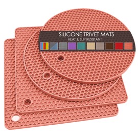 4 Pack Trivets for Hot Dishes, Silicone Pot Holders Hot Pads for Kitchen, Silicone Trivets for Hot Pots and Pans, Hot Plates to Protect Table Quartz Countertops Heat Resistance to 450°F, Nordic Orange