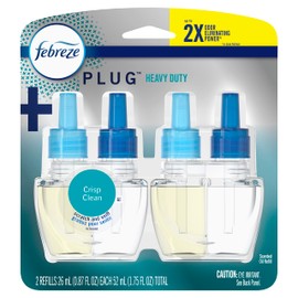 Febreze Odor-Fighting Fade Defy PLUG Air Freshener Refill, Heavy Duty Crisp Clean, (2) .87 fl. oz. Oil Refills