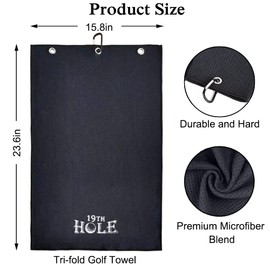 DYJYBMY 19th Hole Funny Golf Towel, Embroidered Golf Towels for Golf Bags with Clip, Funny Golf Towels for Men, Dad Golf Towel, Golf Gift for Husband Boyfriend Dad, Birthday Gifts for Golf Fan