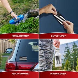 Black American Flag Decal - Set of 2 American Flag Stickers for Car Window - Pair of Tactical Military Black & White US Flag Sticker