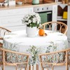 Ablecozy Eucalyptus Leaves Tablecloth Waterproof Fabric,Round Watercolor Oil-Proof Wrinkle Resistant