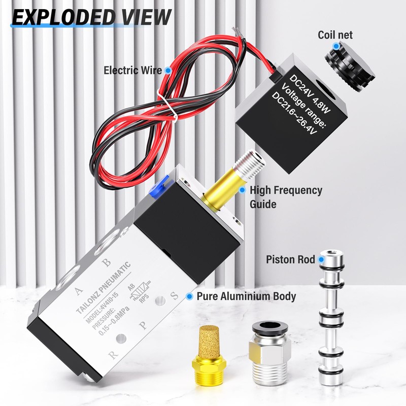 TAILONZ PNEUMATIC 1/2" BSP Solenoid Valve 4V410-15 24V Single Coil