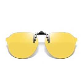 FRAZALA Clip On Night Driving Glasses for Men Women, Flip Up Metal Clip UV400 TAC Polarized Lens (Yellow)