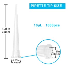 ONiLAB Pipette Tips 10 ul 1000 Pieces Laboratory Universal Plastic Liquid Pipette Tips Polypropylene (PP) Autoclavable, Transparent