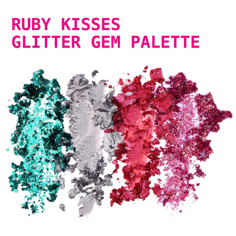 Ruby Kisses Glitter Gem Palette, 4 Shades Highly Pigmented Chunk