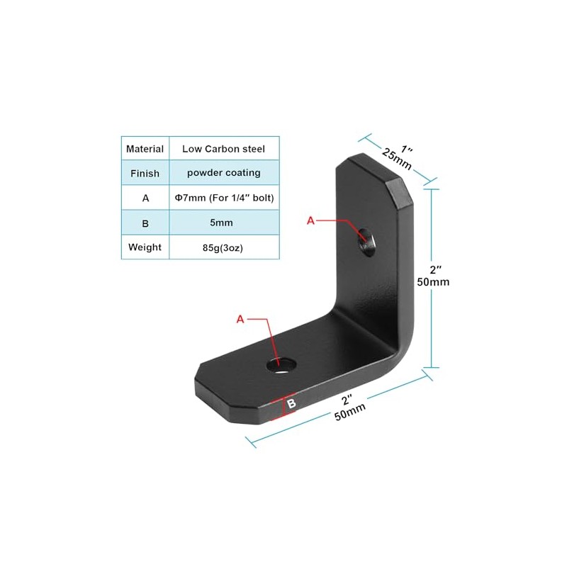 eoere 4 PCS 2" x 1" Heavy Duty Black Rafter