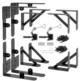 Fence Gate Kit Gate Hardware with Gate Latch for Wooden Fence, Heavy Duty Anti Sag Gate Corner Brace Bracket (2 Set)
