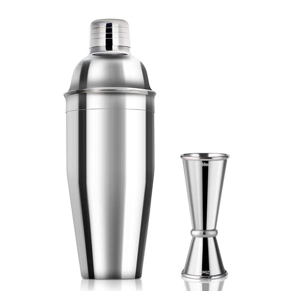 Cocktail Shaker 750 ml Jigger 25/50 ml with Internal Measuring Lines, Anfly Cocktail Set, Stainless Steel Bar Accessories, Cocktail Mixing Set, Cocktail Shaker Accessories