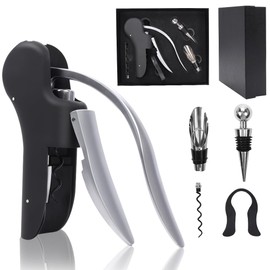 Juego de Sacacorchos para Vino, Sacacorchos para Vino, Sacacorchos Rápido para Vino, Sacacorchos de Palanca Vertical, Sacacorchos Compacto de Rosca Vertical para Vino