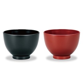 Yamanaka Lacquer M16332 Range Itch Bowl Pair Set, Black & Ancient Vermilion