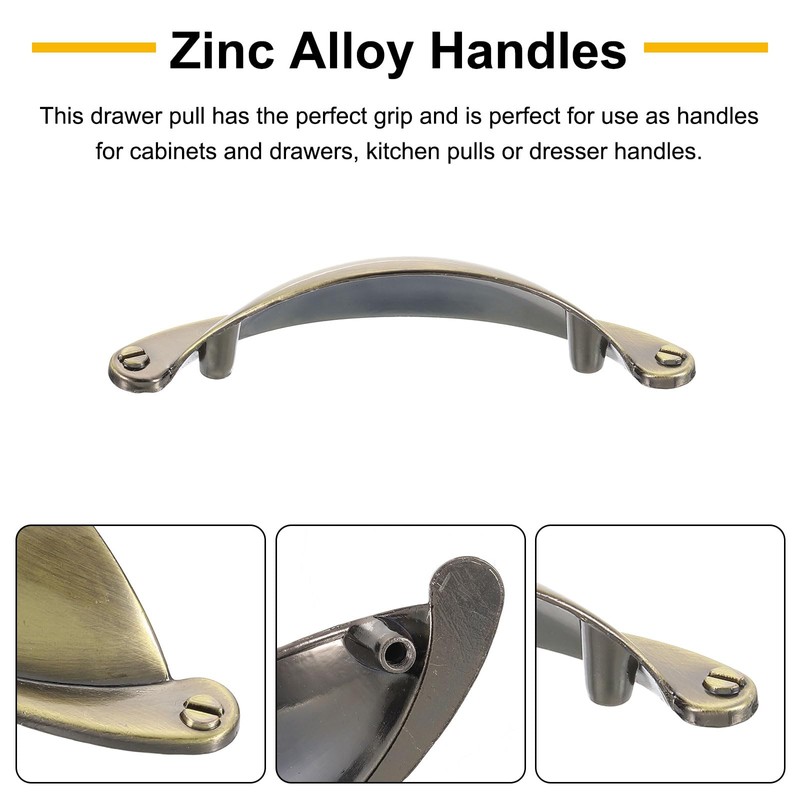 sourcing map Drawer Pulls, 3Pcs 2-1/2" - Zinc Alloy Brushed