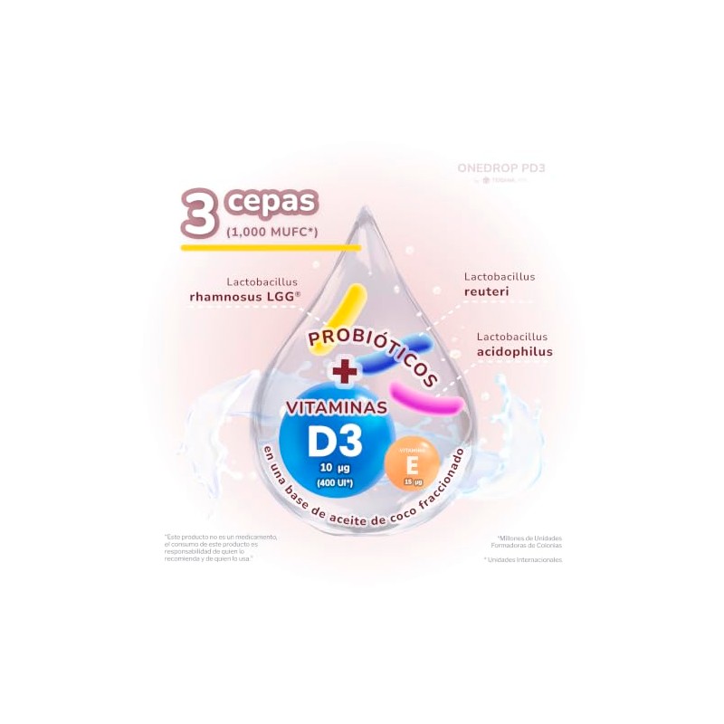 ONEDROP PD3 | Probióticos y Vitamina D3 | Frasco de