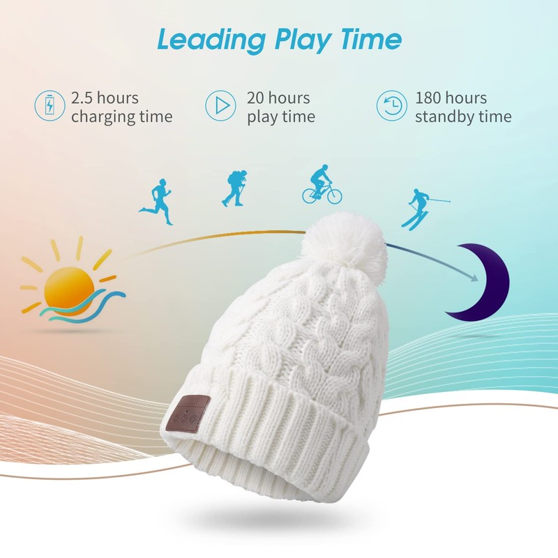 August EPA30 – Bluetooth Mütze mit Bommel – Winter Beanie