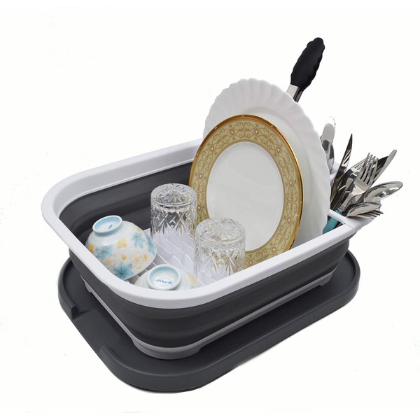SAMMART 12L (3.17 Gallon) Collapsible Dish Drainer with Tray -