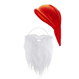 LEKTIST 2PCS Dwarf Hats Santa Beard Set - Dwarf Costumes Set Gnome Elf Hat White Beard Accessories Set for Christmas Party (Red Dwarf Hat+ Beard)