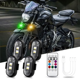 CARFIB Wireless LED Lights for Car Motorcycle with Remote Control 8 Colors Anti-Collision Strobe Warning Light USB Rechargeable Emergency Flashing Magnetic 4pcs