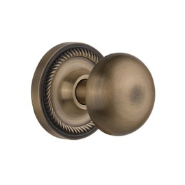 Nostalgic Warehouse Rope Rosette with New York Knob, Passage - 2.375", Antique Brass