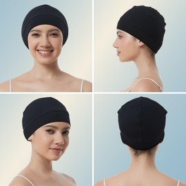 Simapu Cotton Skull Cap, Skull Caps for Men Women, 2-Pack Lightweight Beanie Running Cycling Breathable Helmet Liner Night Cap Sleep Hats