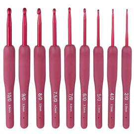 Crochet Hooks Sets for Beginners, 9 PcsCrochet Kits for Beginners Adults Knitting Needles, Aluminum Knitting & Crochet Needles Set with Ergonomic Soft Grips, as Craft Gifts, 2.0mm - 6.0mm