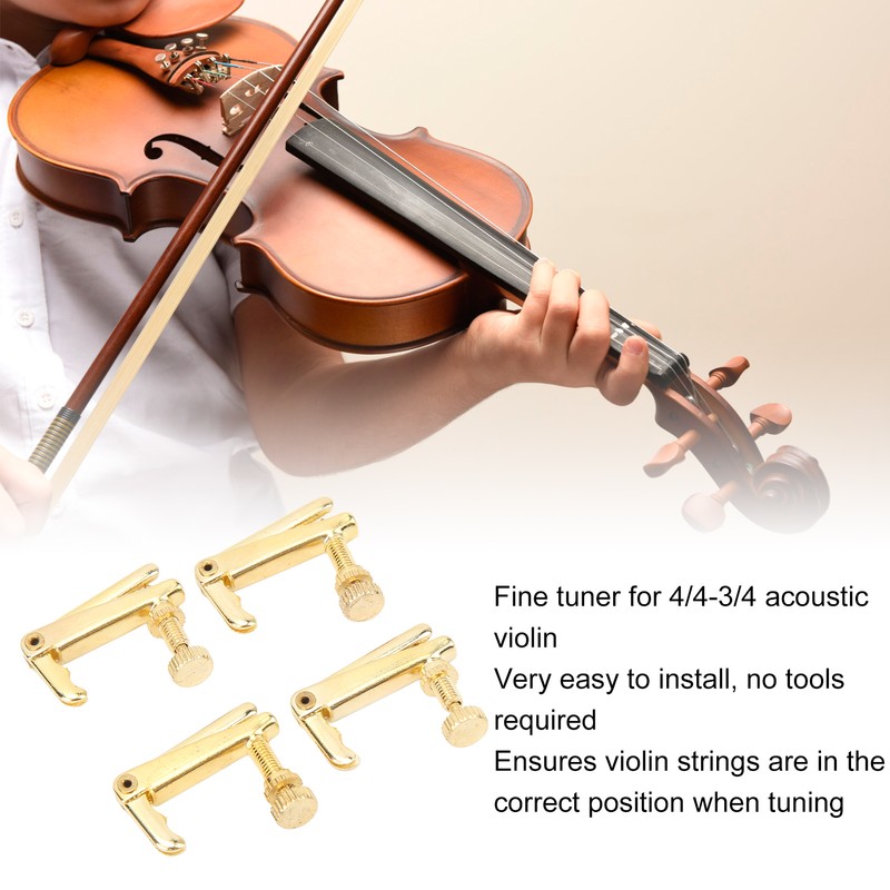 4PCS Violin Fine Tuner Golden Metal Wear Resistant String Fine