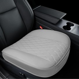 wuyaoyao Leather Car Seat Bottom Covers, Anti-Slip Front Seat Covers for Car, Auto Seat Cover Cushion Pad, Full Wrap Bottom Auto Seat Protector with Pocket Suitable for Most Vehicles (Gray)