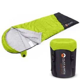 Flat Earth Performance Expedition Sleeping Bag, 3-4 Season, 32 Degrees F/0 Degrees C, Roomy, Adults, Teens, Kids (Green and Black)