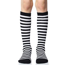juDanzy Knee High Socks with Grips for Babies, Toddlers and Children (1 Pair) - Black Stripe - 6-12 Months