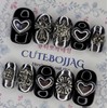 Chrome silver handmade nail tips, pedi tips - Almond S