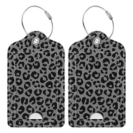 Rimilak 2 Pack PU Leather Luggage Tags for Suitcase, Travel Cruise Luggage Tag with Privacy Flap, Name ID Label and Metal Loop for Women Men Handbag School Bag Backpack, Classic Leopard