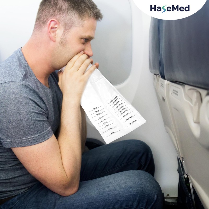 HaseMed Disposable Sick Bags with Closure Ring | Leakproof, Opaque