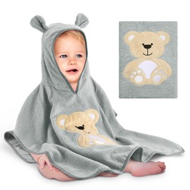 Yosemy Hooded Towel Baby - Oeko Tex - Baby Towel Hood 100% Cotton Bath Poncho Children's Baby Towel with Hood Soft & Super Absorbent 0-3 Years Bear