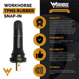 Workhorse Automotive TPMS Rubber Snap-in Passenger Tire Valve Stems, 20008 Replacement Valve Stems Pack of 50, Save 10% Buying 2 or More!