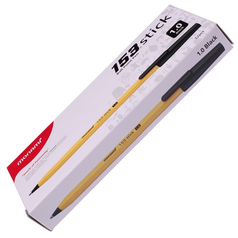 Monami 153 Sticks Ballpoint Pen 1.0 Mm Dozen Box (Black