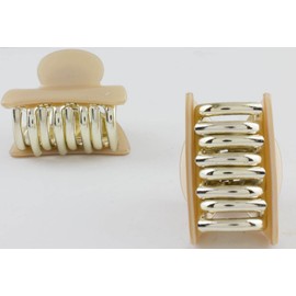 Mytoptrendz® 6 pcs Claw Clips for Women No-Slip Grip Hair Jaw Clips Mini Puffy Clamp 80's 4 cm Small Hair Accessories for Girls Plain Assorted(White- Peach and Cream mix)