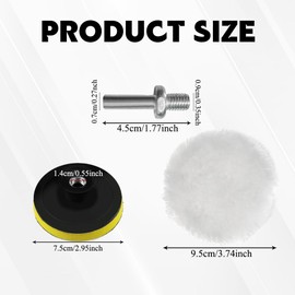 Lyxheth 7 Piece 3 Inch Wool Buffing Pad, Polishing Pad, Polishing Buffing Wheel with M10 Drill Adapter, Drill Polishing Kit for Car Polishing and Waxing, Painting Tabletops, Tile
