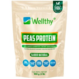 Wellthy Proteina Vegana 900g Sabor Natural. 25g de Protena por Porcin, Gluten Free, Sugar Free, Plant Based.                                          
