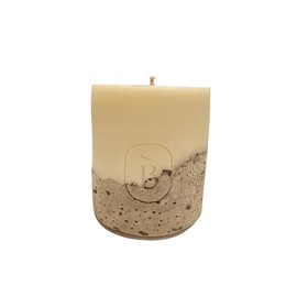 Badalyan Art Studio - Handcrafted Soy Wax Candle with Concrete Base – Minimalist Decorative Candle for Home – Unscented White Candle, Modern Home Décor Gift