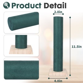 PowerKing Velvet Jewelry Bracelet Watch Display Stand - 2-Pack Hair Band Vertical Towers - Bangle and Scrunchie T-Bar Rack Holder - Women's Home Closet Organizer (Emerald Green+Wooden)