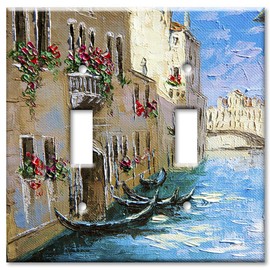 Art Plates 2 Gang Toggle Decorative Metal Wall Plate - Italian River - (Made in USA)